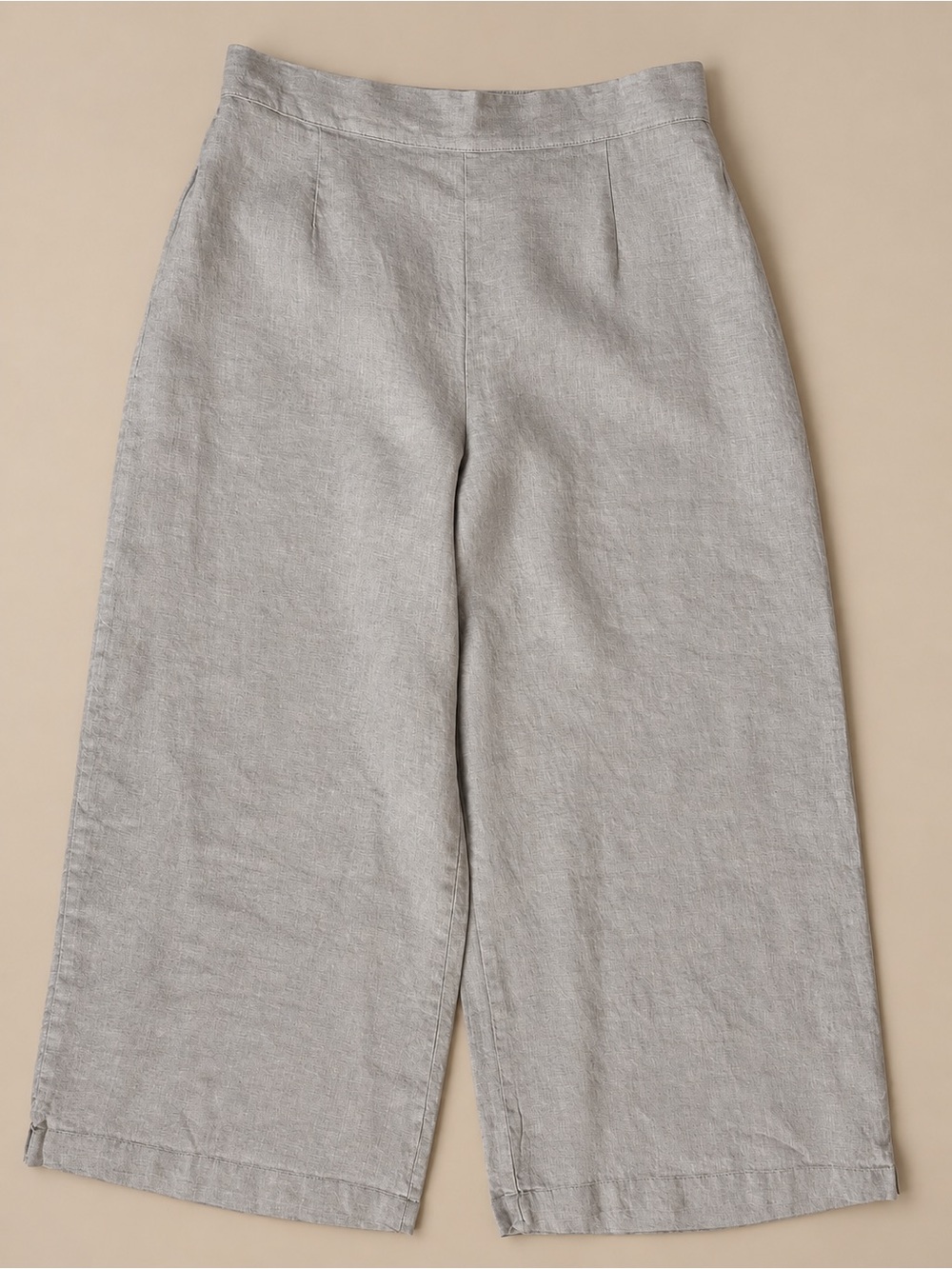 FLAX 100% Linen Gray/Blue Wide-Leg Pants